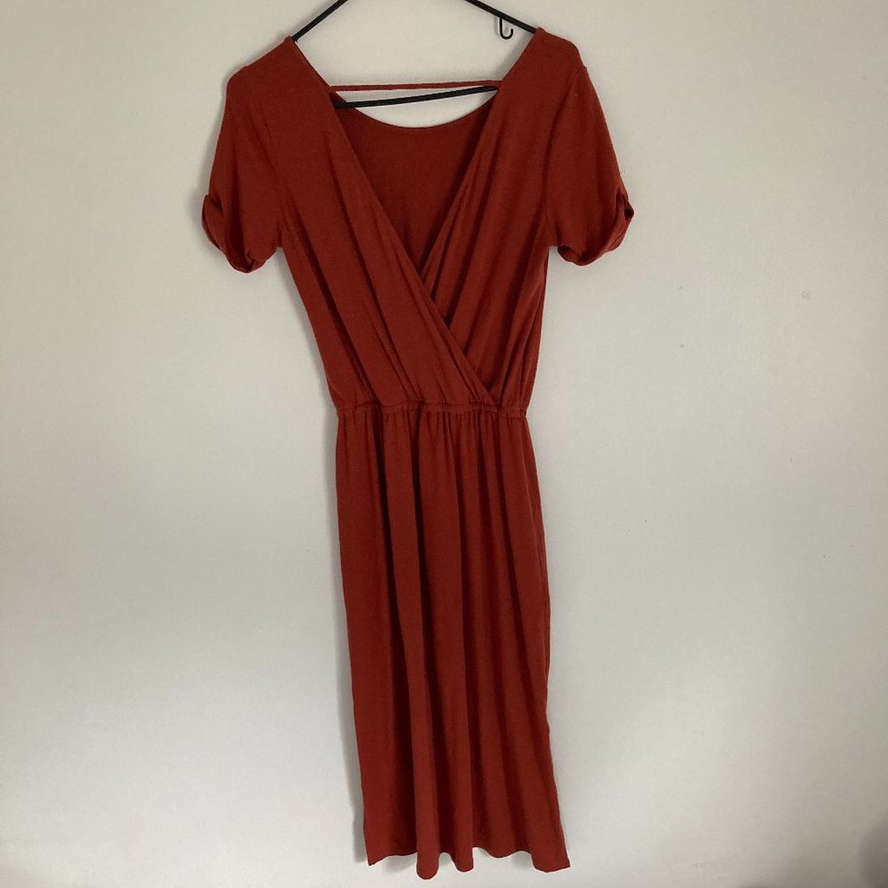Midi Sun Dress with Crew Neck and V-back, Size: XS